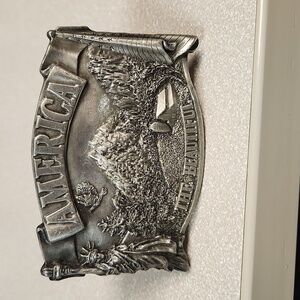 Vintage 1983 Bergamont Brass Works Western Belt Buckle  America the Beautiful